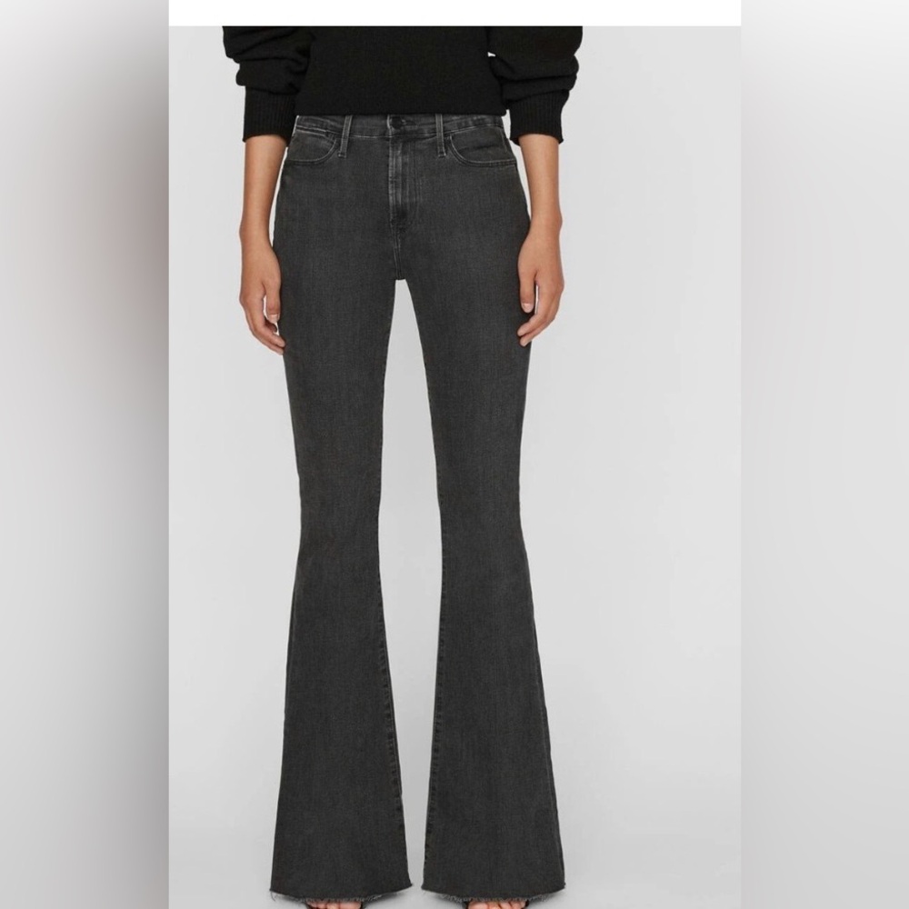 Le High Flare Jeans size 23 
  Tierra Black Gray Stretch Raw Hem